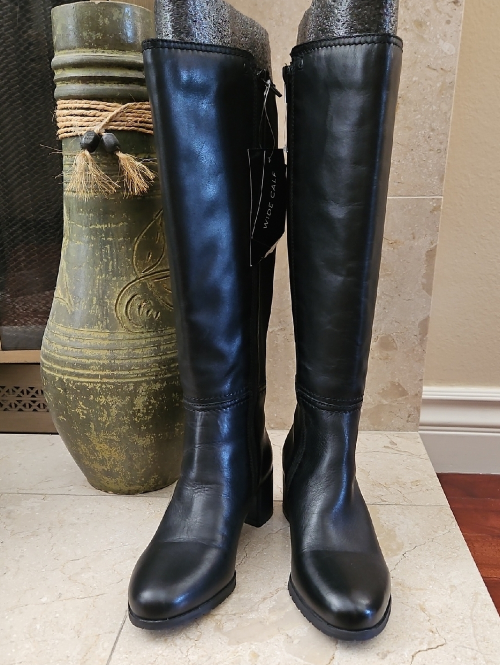 NWT Naturalizer Wide Calf Over-the-Knee Black Leather Boots